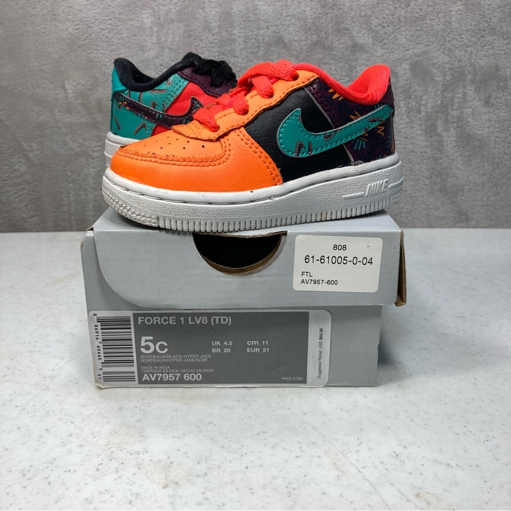 Nike Air Force 1 What The 90s Bordeaux/Black Hyper Jade/ Noir AV7957-600 Sz 5C